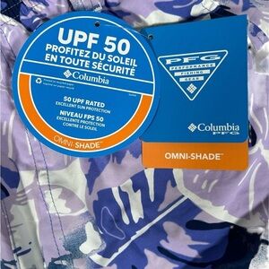 Columbia Men's Leaf Pattern Shorts in Purple and Blue